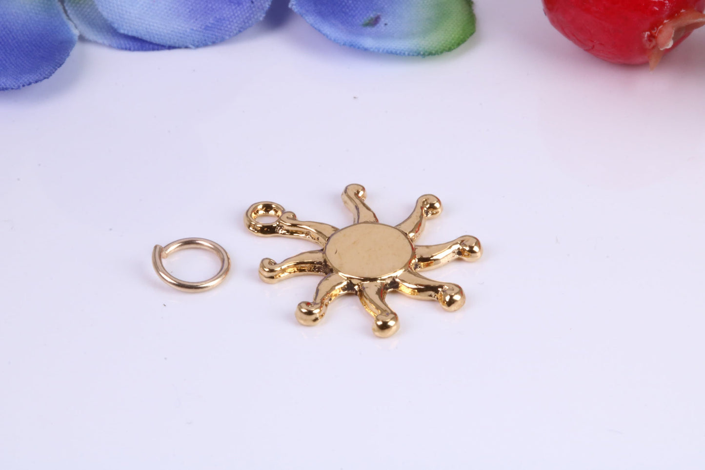 Sun Charm, Traditional Charm, Made from Solid Cast Yellow Gold, British Hallmarked