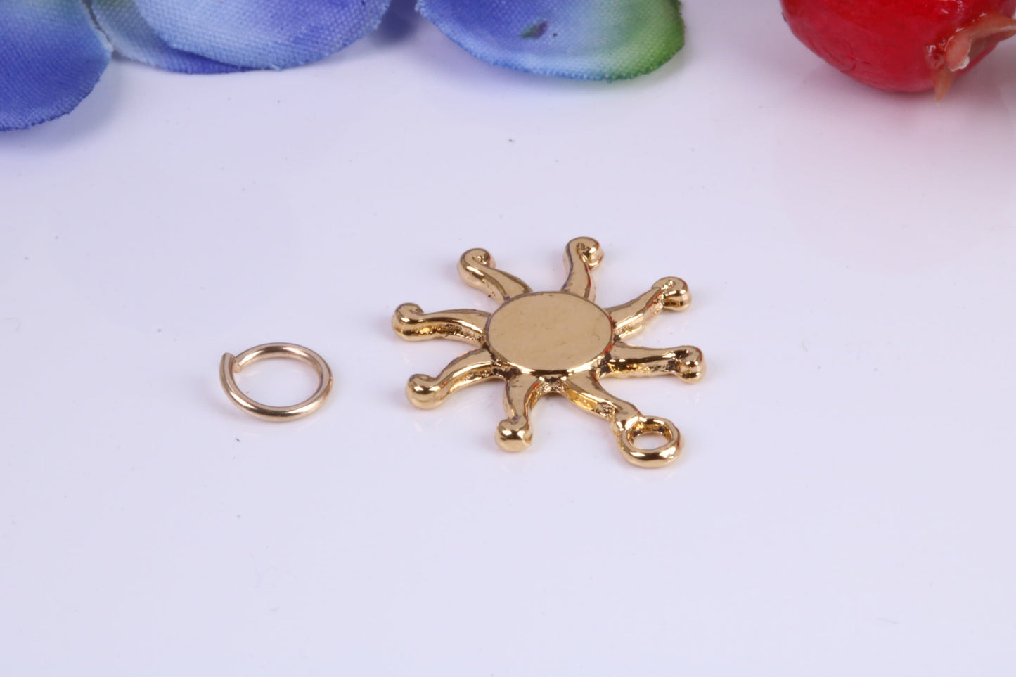 Sun Charm, Traditional Charm, Made from Solid Cast Yellow Gold, British Hallmarked