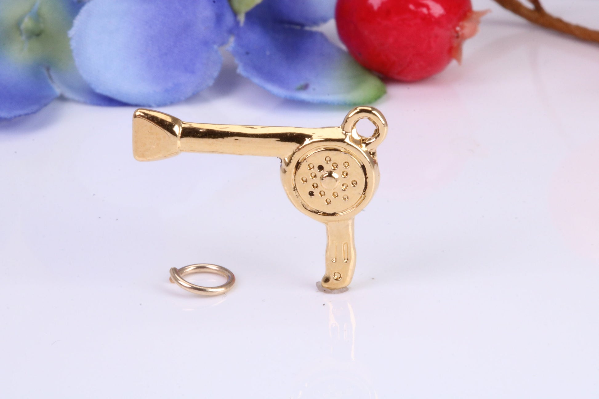 Hair Dryer Charm, Traditional Charm, Made from Solid Cast Yellow Gold, British Hallmarked