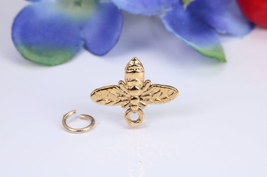 Bumble Bee Charm, Traditional Charm, Made from Solid Cast Yellow Gold, British Hallmarked