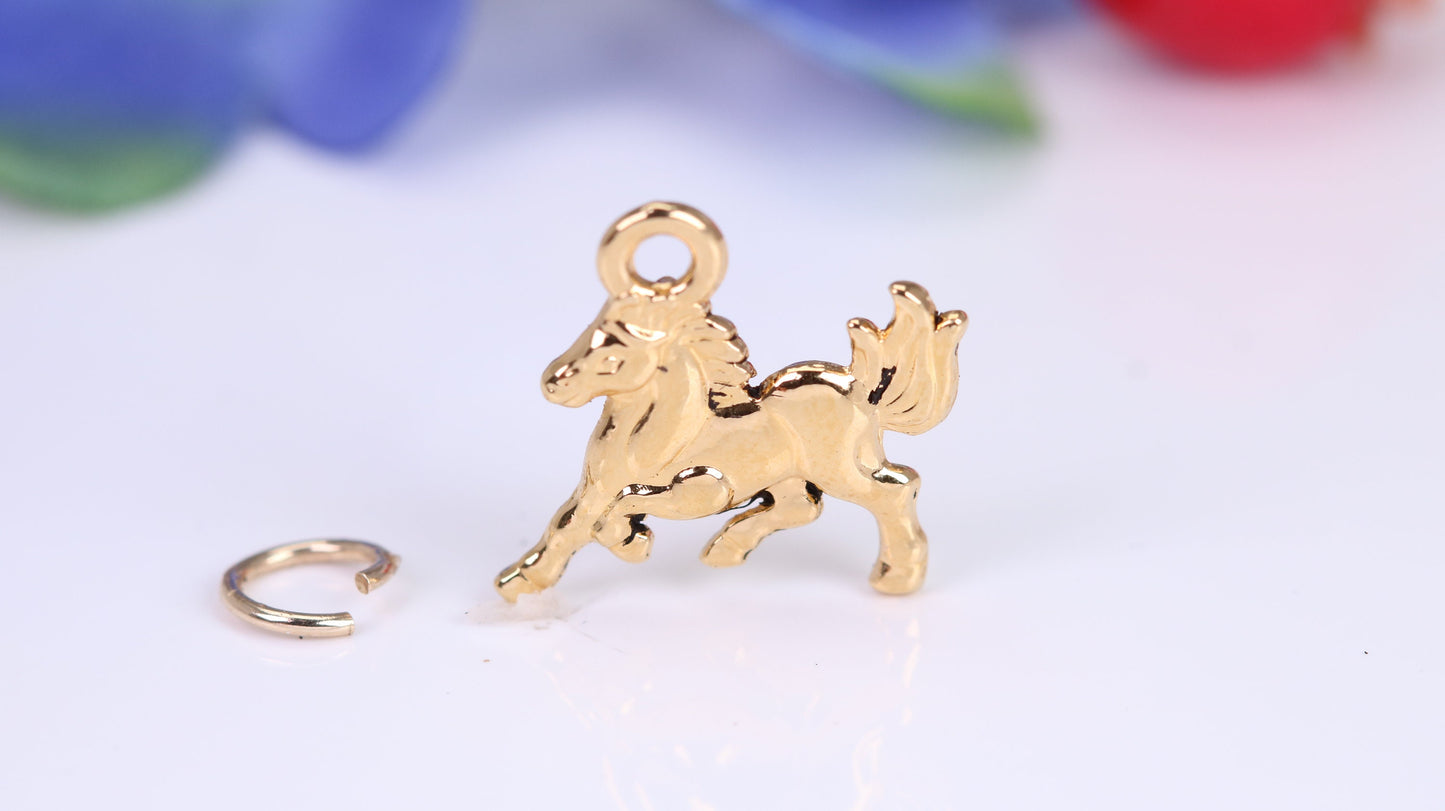 Horse Charm, Traditional Charm, Made from Solid Cast Yellow Gold, British Hallmarked