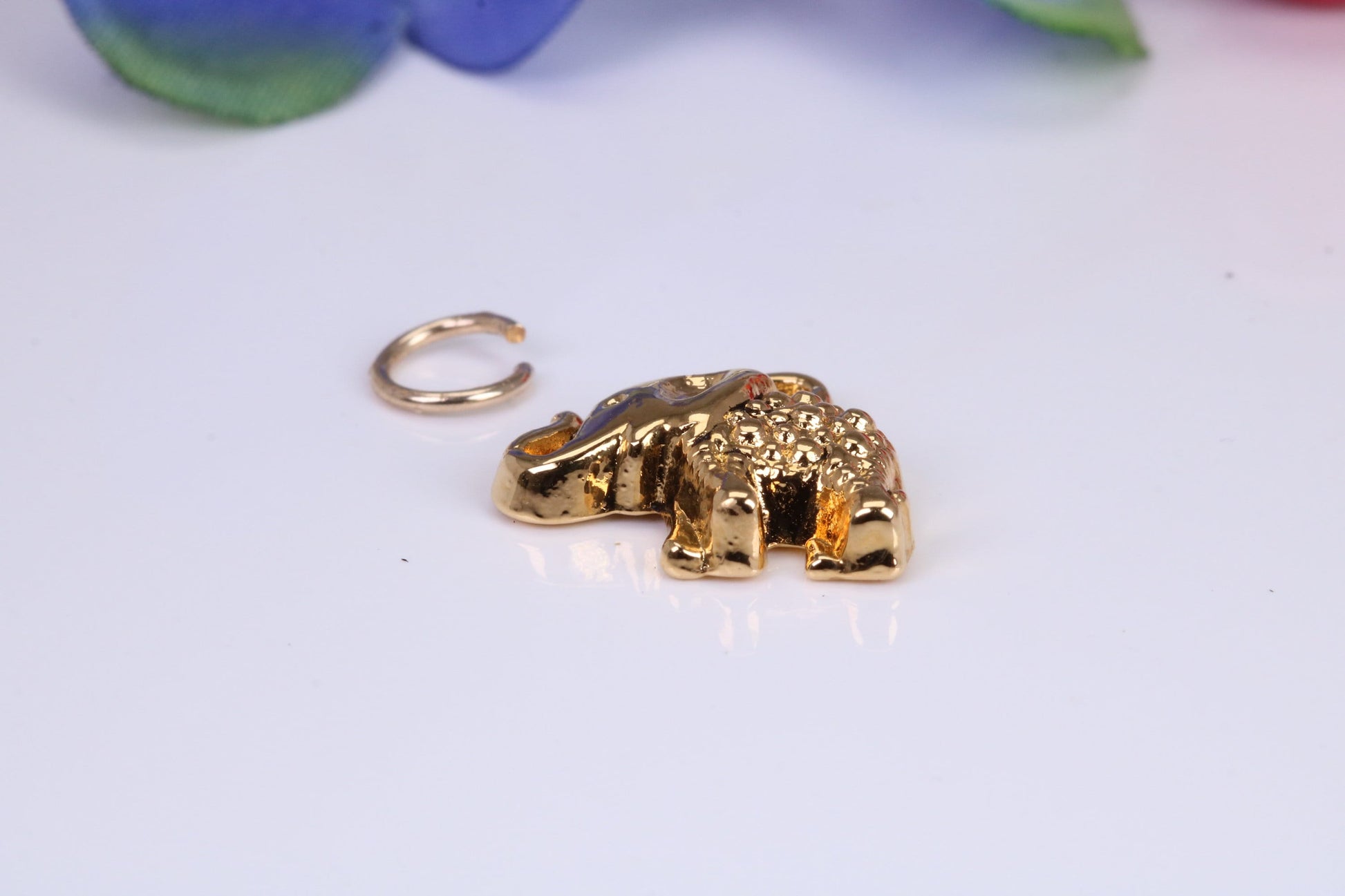 Indian Elephant Charm, Traditional Charm, Made from Solid Cast Yellow Gold, British Hallmarked