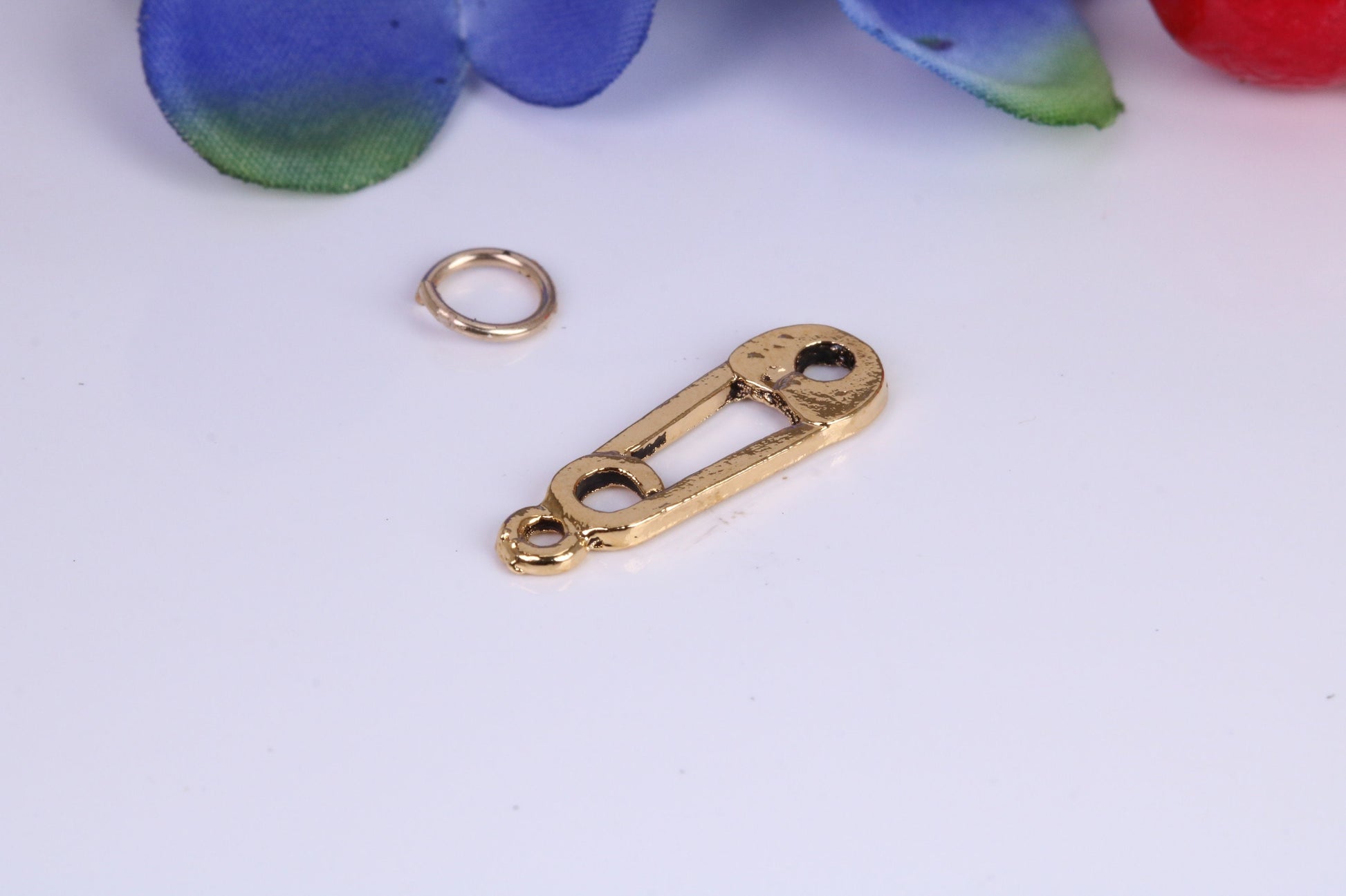 Safety Pin Charm, Traditional Charm, Made from Solid Cast Yellow Gold, British Hallmarked