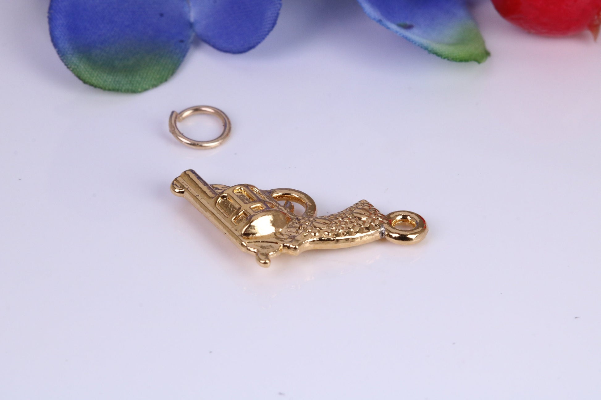 Revolver Charm, Traditional Charm, Made from Solid Cast Yellow Gold, British Hallmarked