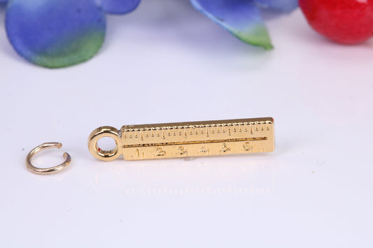 Ruler Charm, Traditional Charm, Made from Solid Cast Yellow Gold, British Hallmarked