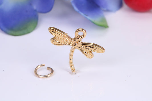 Dragon Fly Charm, Traditional Charm, Made from Solid Cast Yellow Gold, British Hallmarked