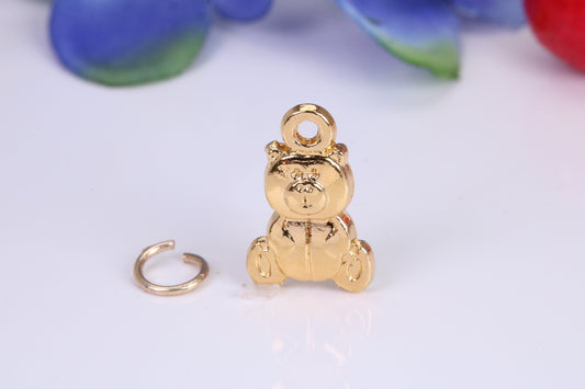 Teddy Bear Charm, Traditional Charm, Made from Solid Cast Yellow Gold, British Hallmarked