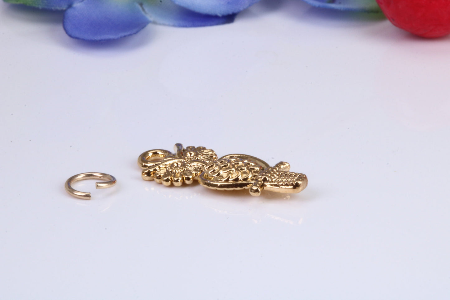 Owl Charm, Traditional Charm, Made from Solid Cast Yellow Gold, British Hallmarked