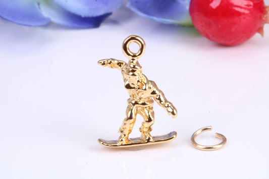 Surfer Charm, Traditional Charm, Made from Solid Cast Yellow Gold, British Hallmarked