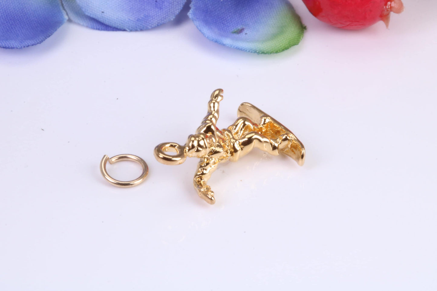 Surfer Charm, Traditional Charm, Made from Solid Cast Yellow Gold, British Hallmarked