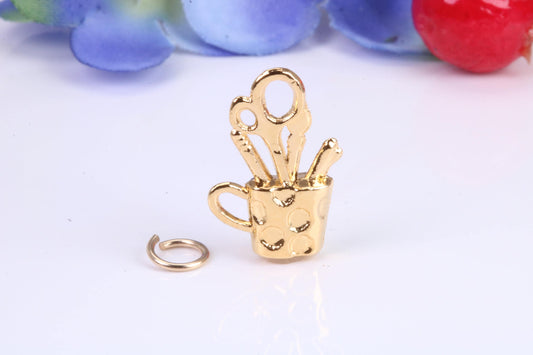 Sewing Basket Charm, Traditional Charm, Made from Solid Cast Yellow Gold, British Hallmarked