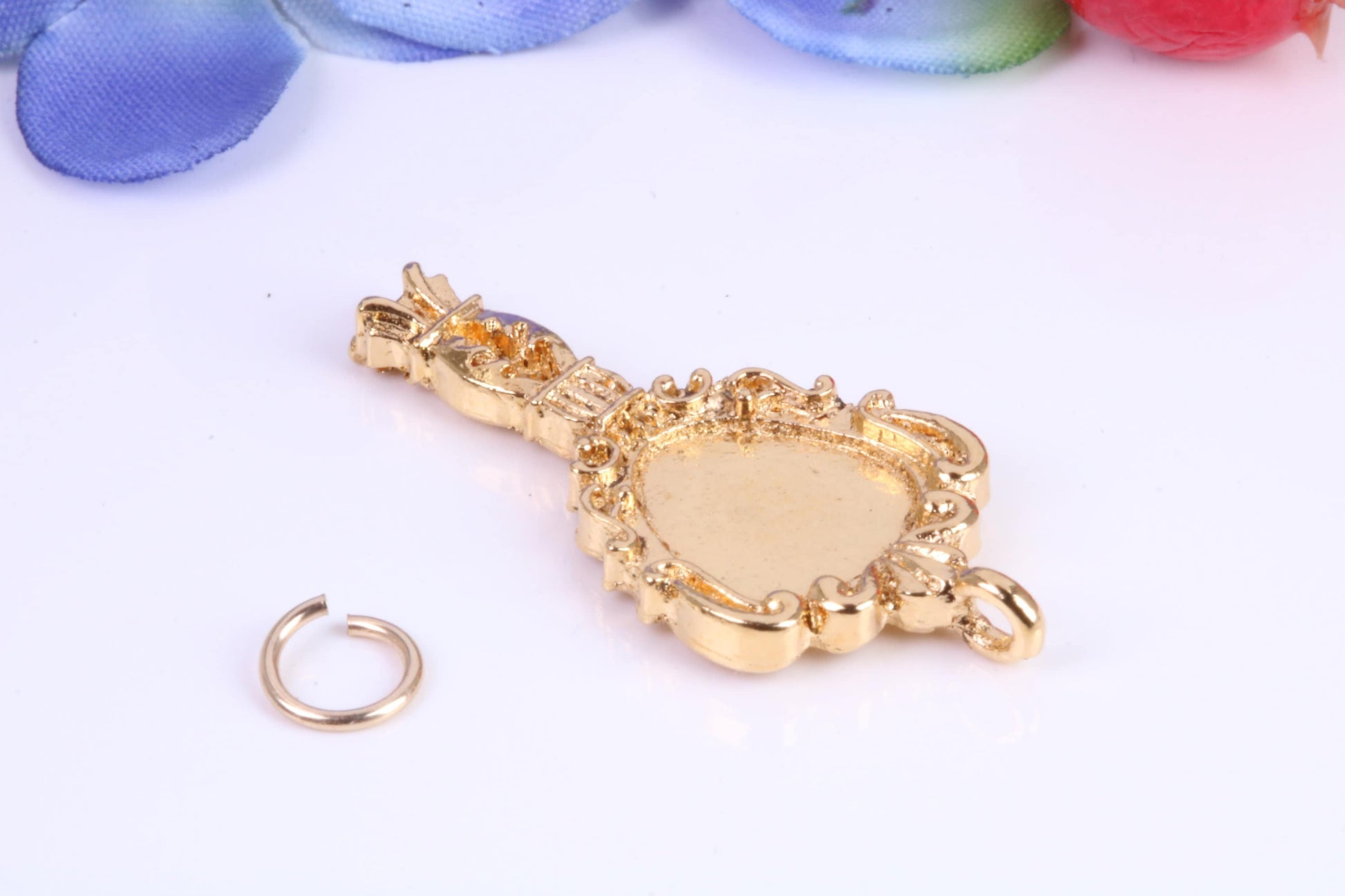 Vintage Mirror Charm, Traditional Charm, Made from Solid Cast Yellow Gold, British Hallmarked