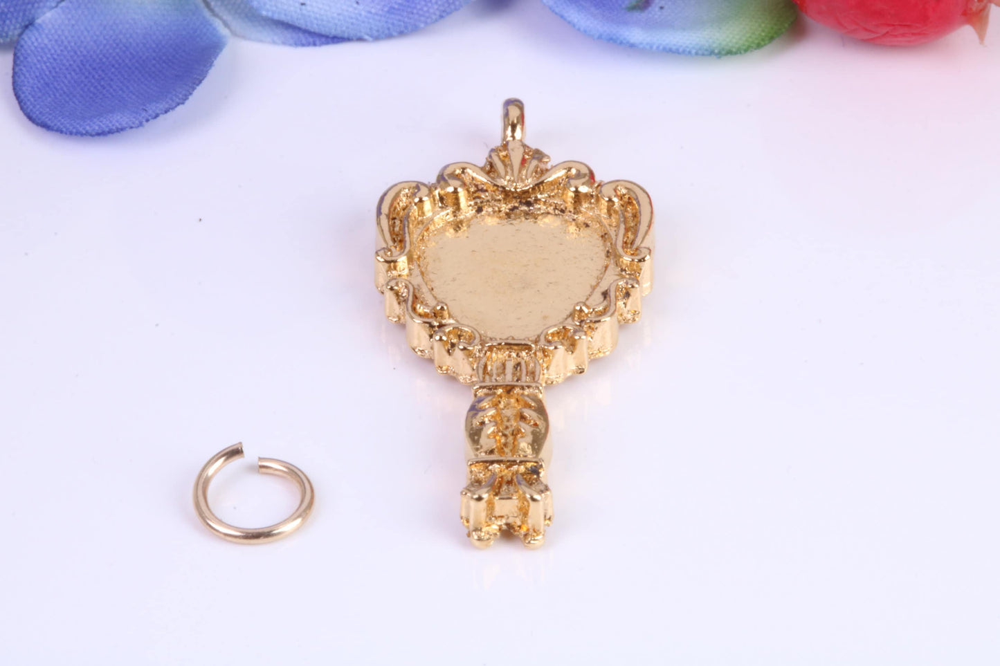 Vintage Mirror Charm, Traditional Charm, Made from Solid Cast Yellow Gold, British Hallmarked