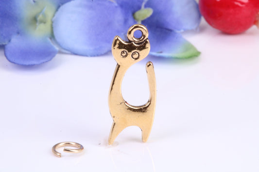 Cat Charm, Traditional Charm, Made from Solid Cast Yellow Gold, British Hallmarked