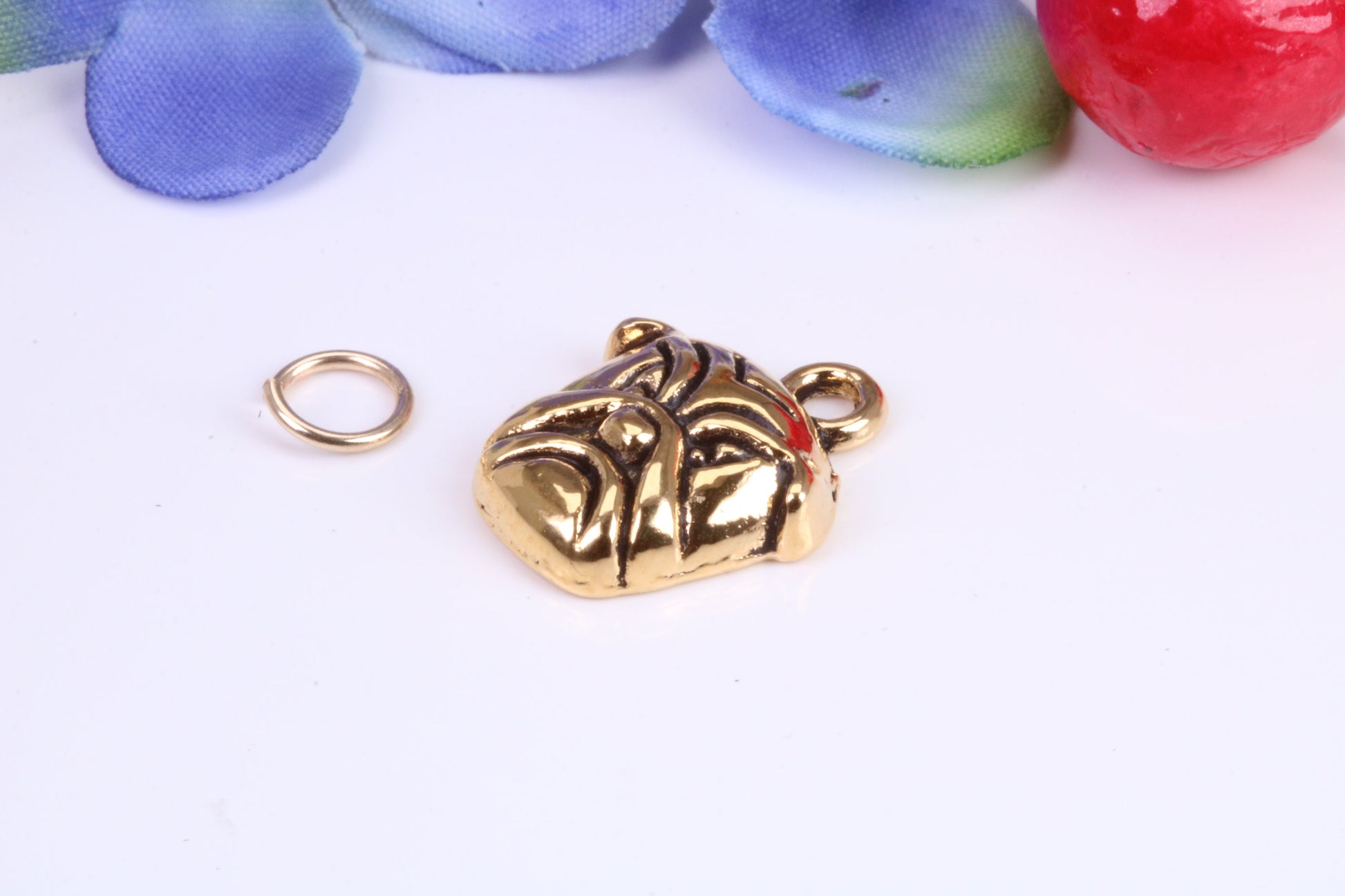Bull Dog Charm, Traditional Charm, Made from Solid Cast Yellow Gold, British Hallmarked