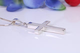 Sterling Silver Solid Chunky Cross Necklace, Made From Solid Cast Silver, Complete With Chain