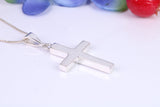 Sterling Silver Solid Chunky Cross Necklace, Made From Solid Cast Silver, Complete With Chain