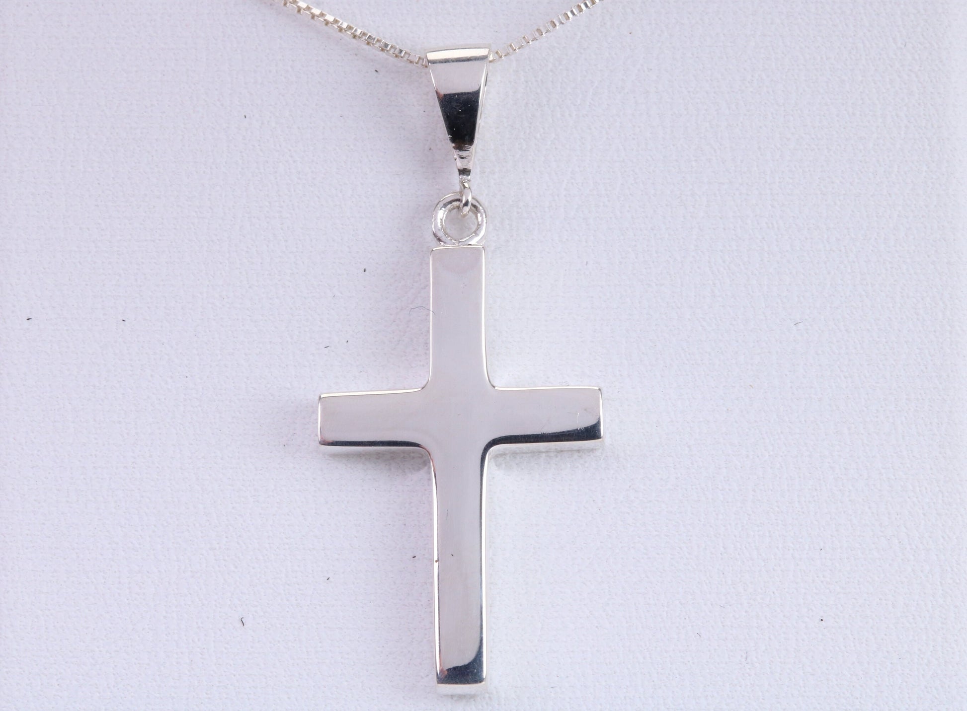 Sterling Silver Solid Chunky Cross Necklace, Made From Solid Cast Silver, British Hallmarked, Complete With Chain