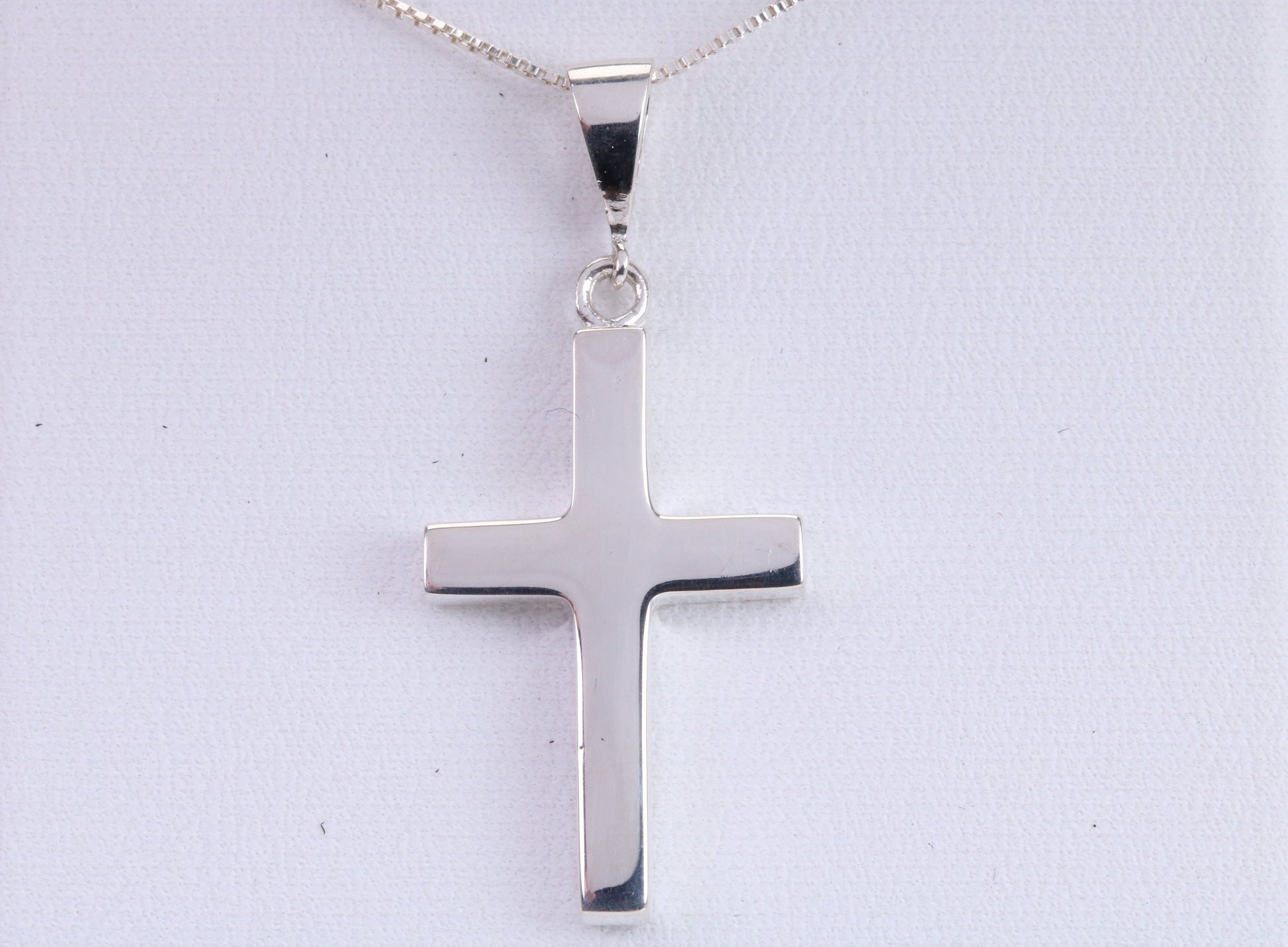 Sterling Silver Solid Chunky Cross Necklace, Made From Solid Cast Silver, Complete With Chain