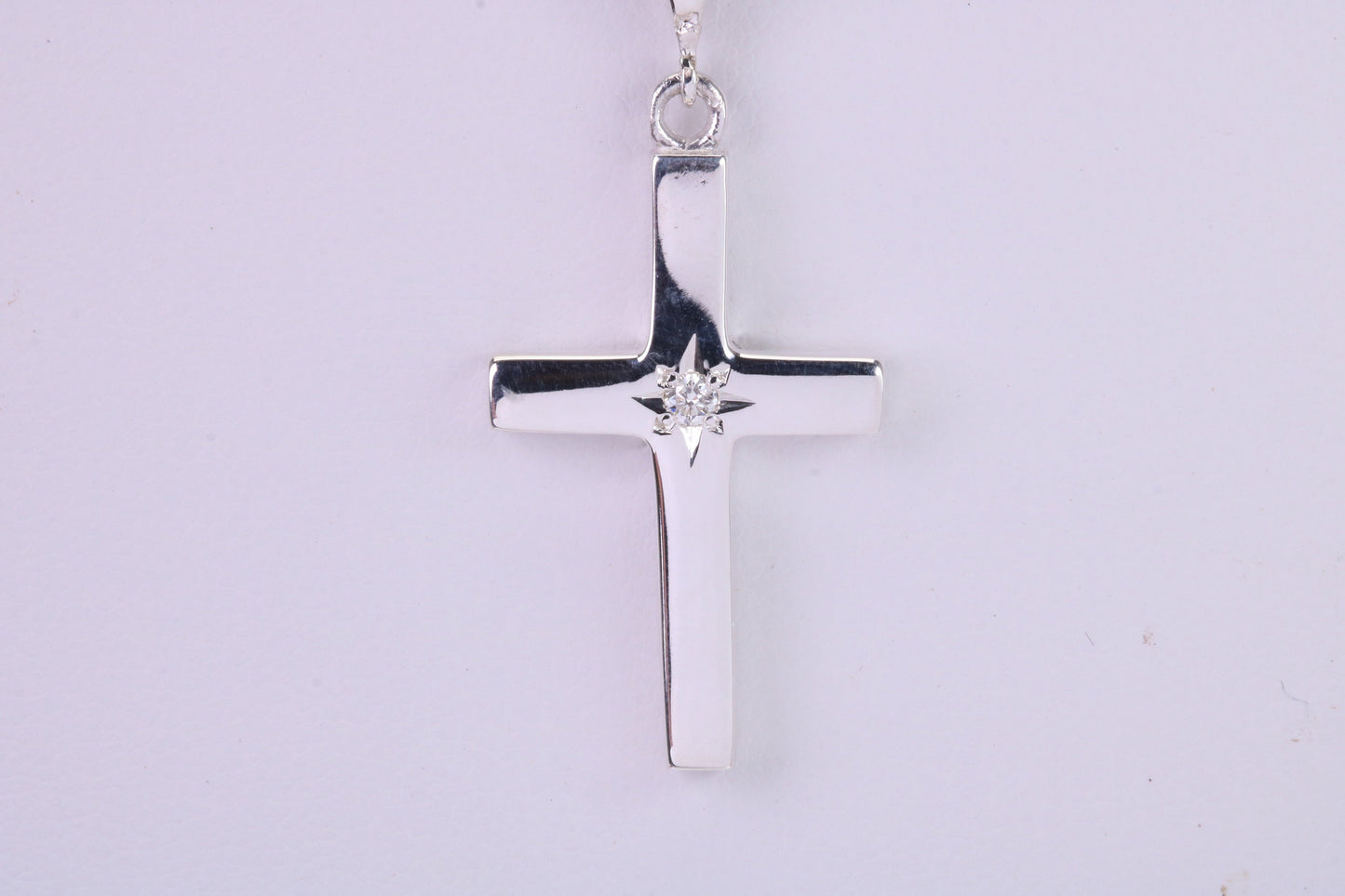 Chunky Real Diamond set Cross Necklace, Made From Solid Cast Silver, Complete With Chain