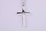 Chunky Diamond set Cross Necklace, Made From Solid Cast Silver, Complete With Optional Chain