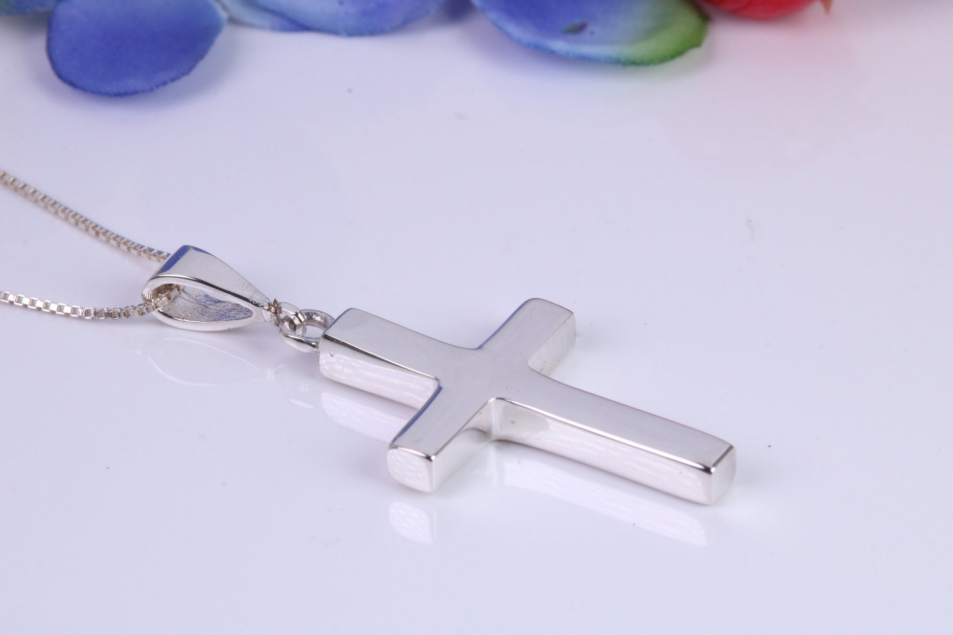 Chunky Real Tanzanite set Cross Necklace, Made From Solid Cast Silver, Complete With Chain