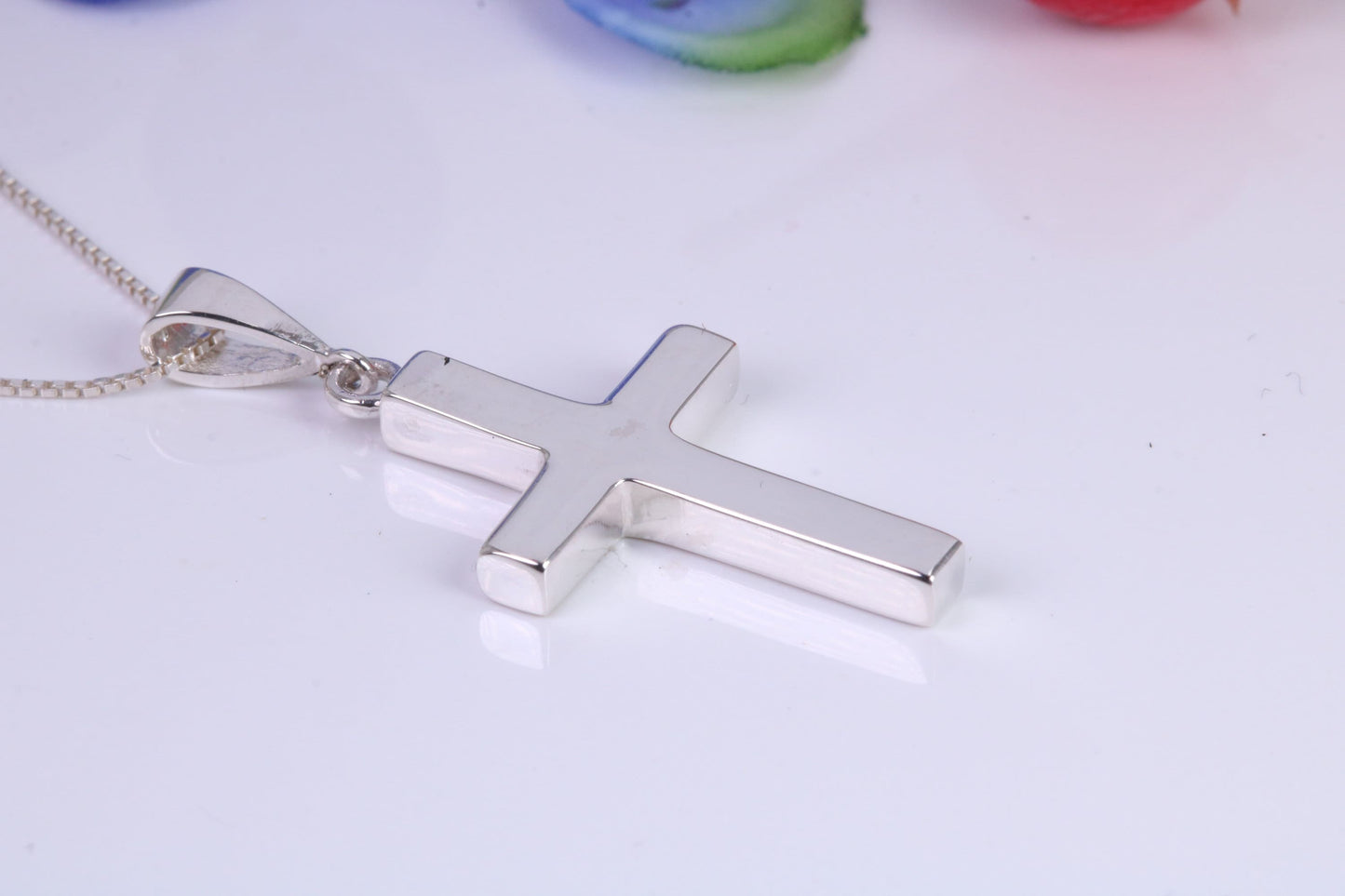 Chunky Real Ruby set Cross Necklace, Made From Solid Cast Silver, Complete With Chain