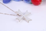 Maltese Cross Necklace, Made From Solid Cast Silver, Complete With Chain