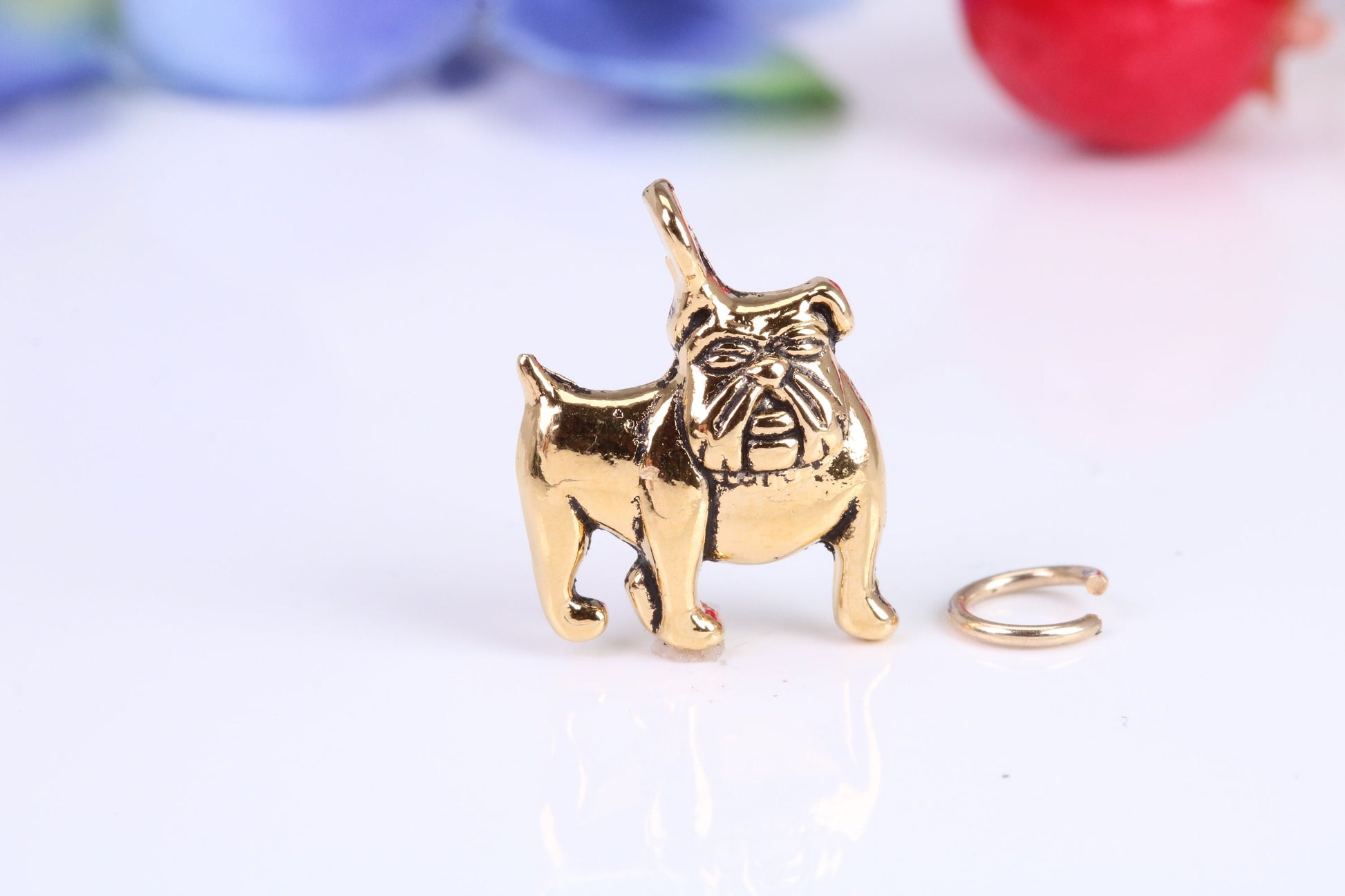 Bulldog Charm, Traditional Charm, Made from Solid Cast Yellow Gold, British Hallmarked