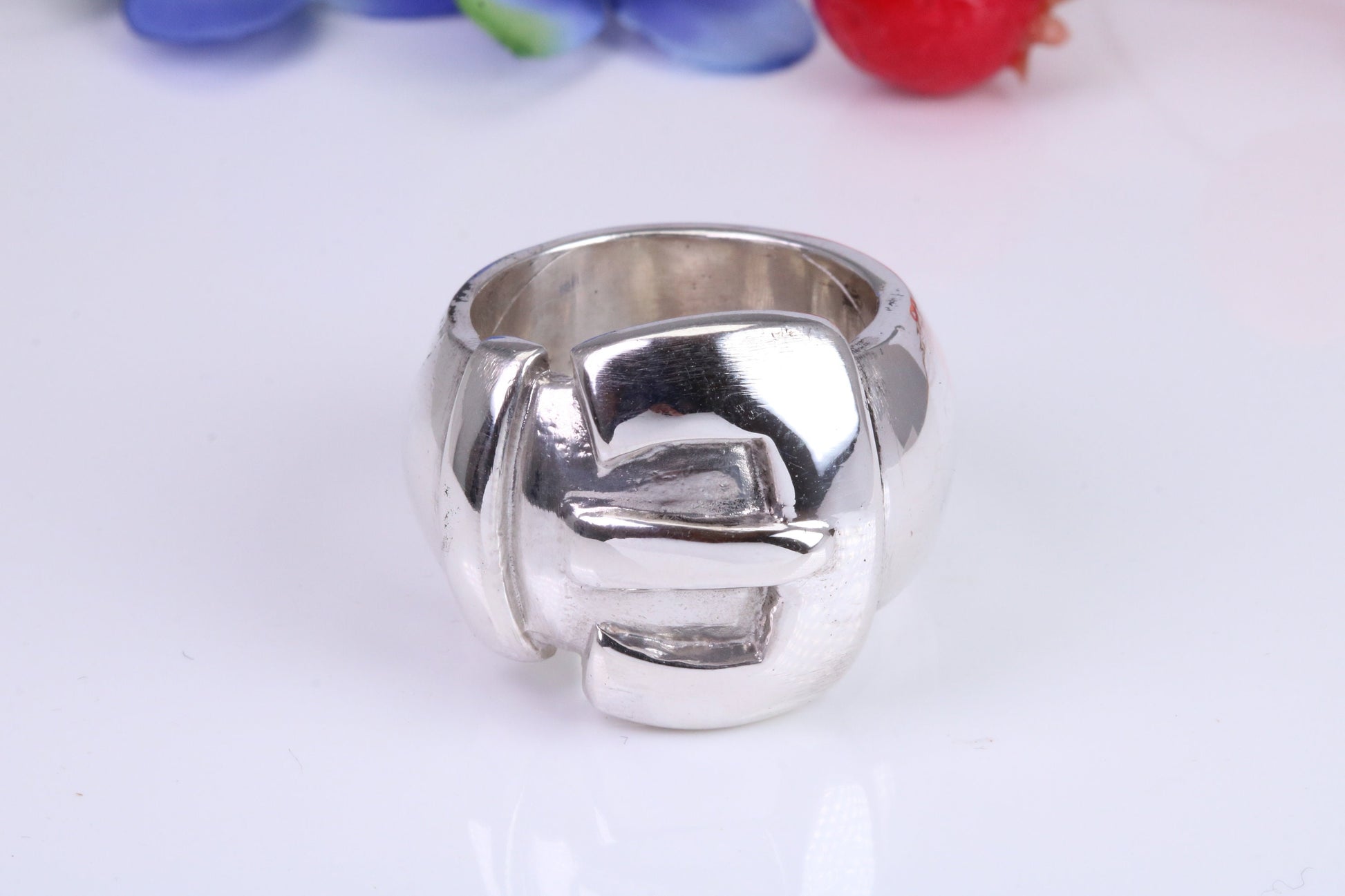 Very large and very very heavy Buckle ring, made from solid cast Silver, British hallmarked