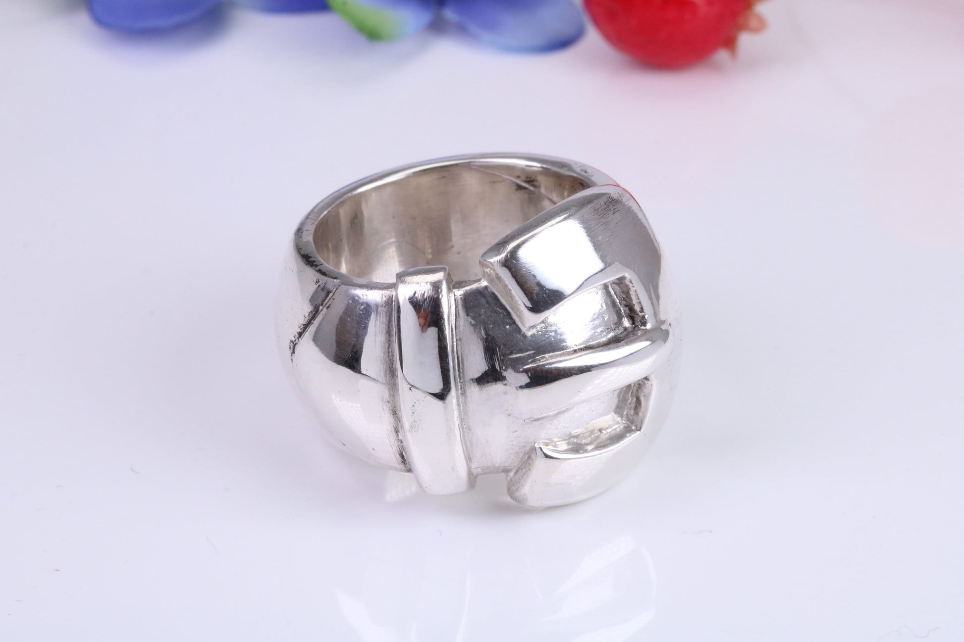 Very large and very very heavy Buckle ring, made from solid cast Silver, British hallmarked