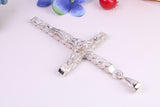 90 mm Long, Very Large Crucifix, Made From Solid Cast Silver, With Heavy Belcher Chain, British Hallmarked