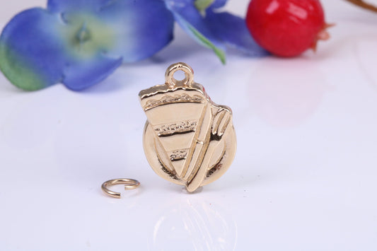 Slice of Cake Charm, Traditional Charm, Made from Solid Cast Yellow Gold, British Hallmarked