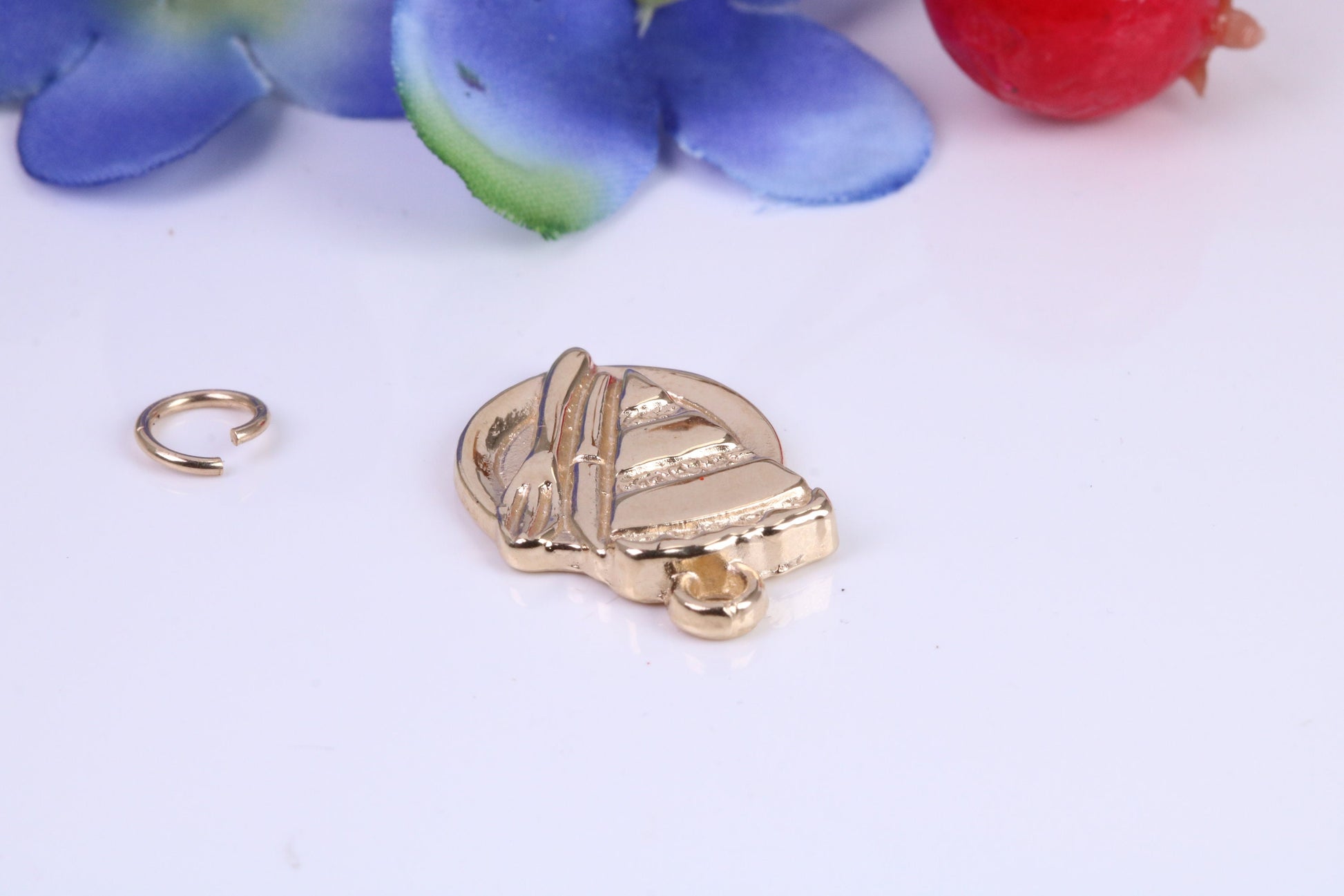 Slice of Cake Charm, Traditional Charm, Made from Solid Cast Yellow Gold, British Hallmarked