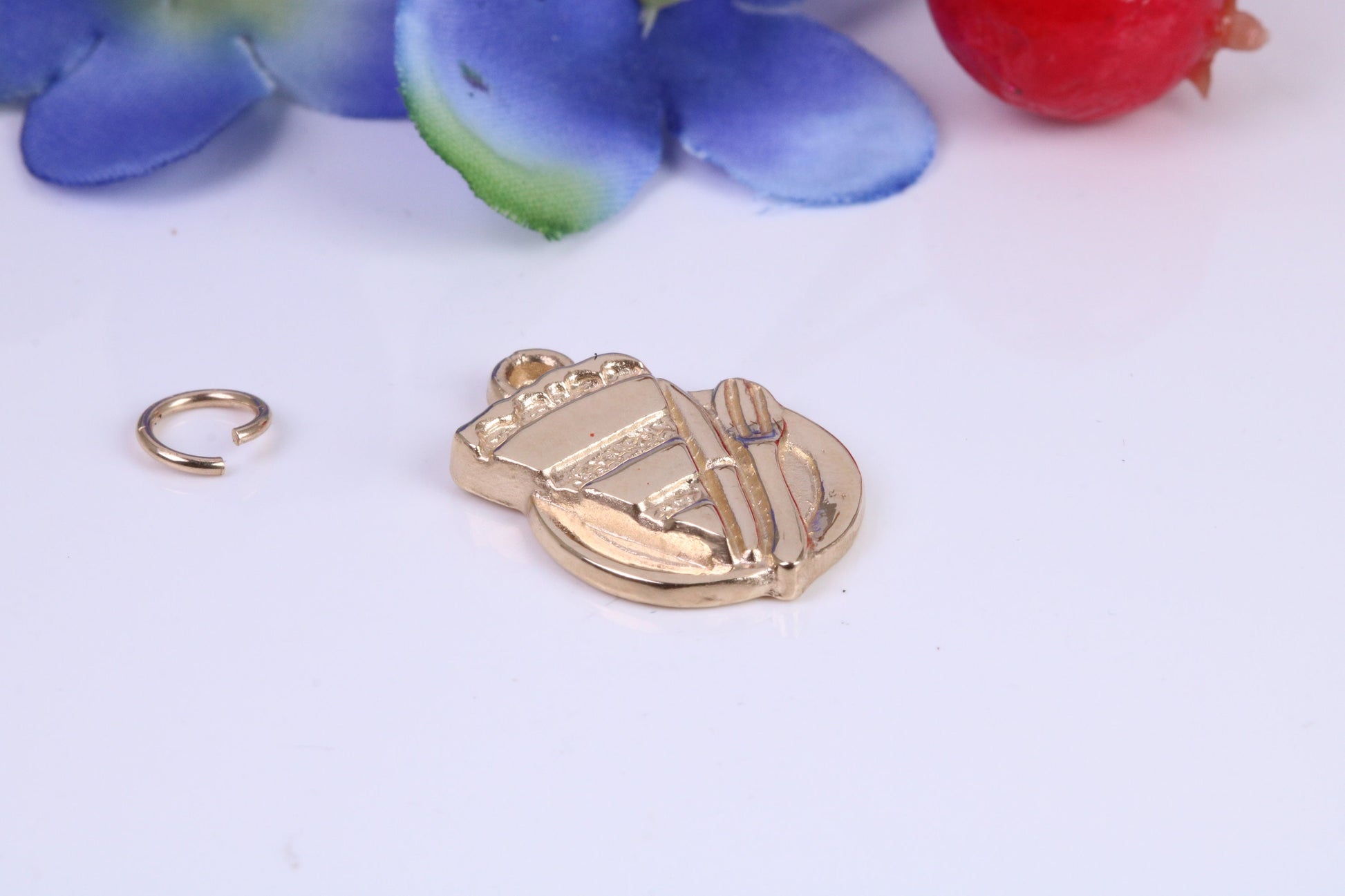 Slice of Cake Charm, Traditional Charm, Made from Solid Cast Yellow Gold, British Hallmarked