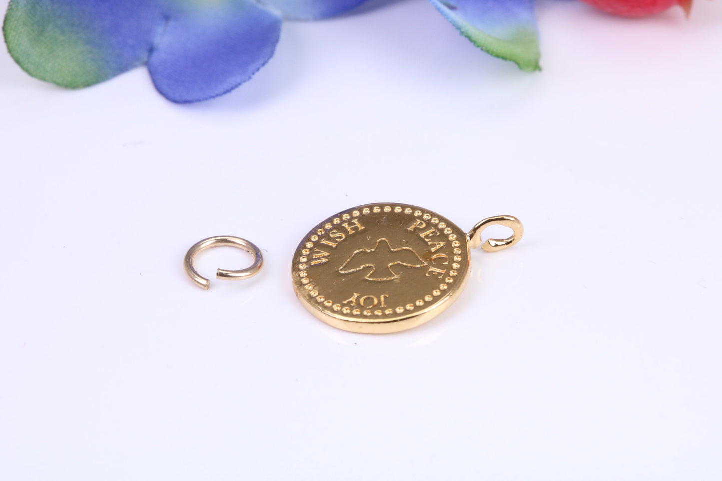 Peace, Joy and Wish Charm, Traditional Charm, Made from Solid Cast Yellow Gold, British Hallmarked