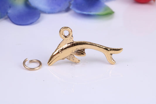 Whale Charm, Traditional Charm, Made from Solid Cast Yellow Gold, British Hallmarked