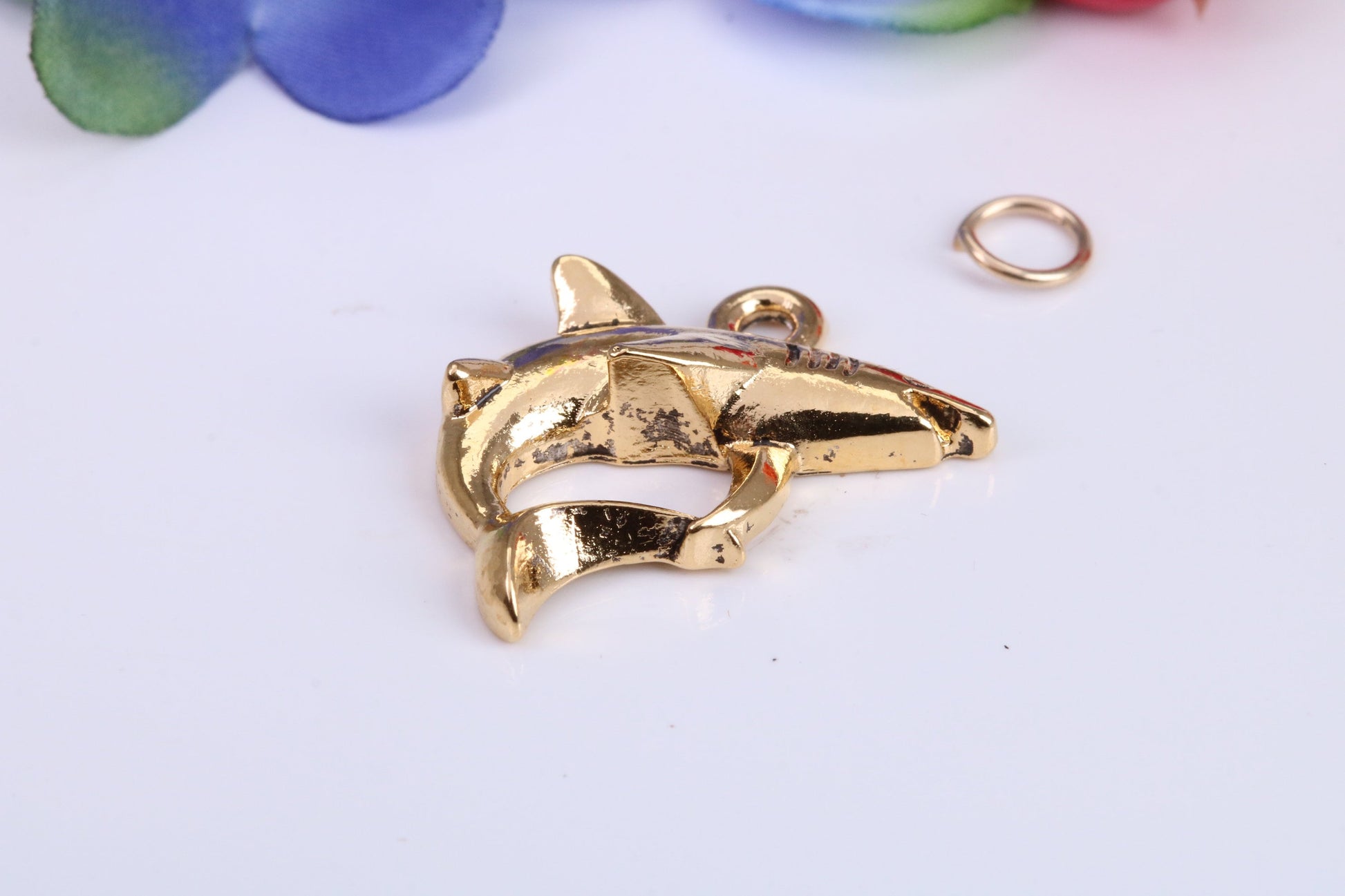 Great White Shark Charm, Traditional Charm, Made from Solid Cast Yellow Gold, British Hallmarked