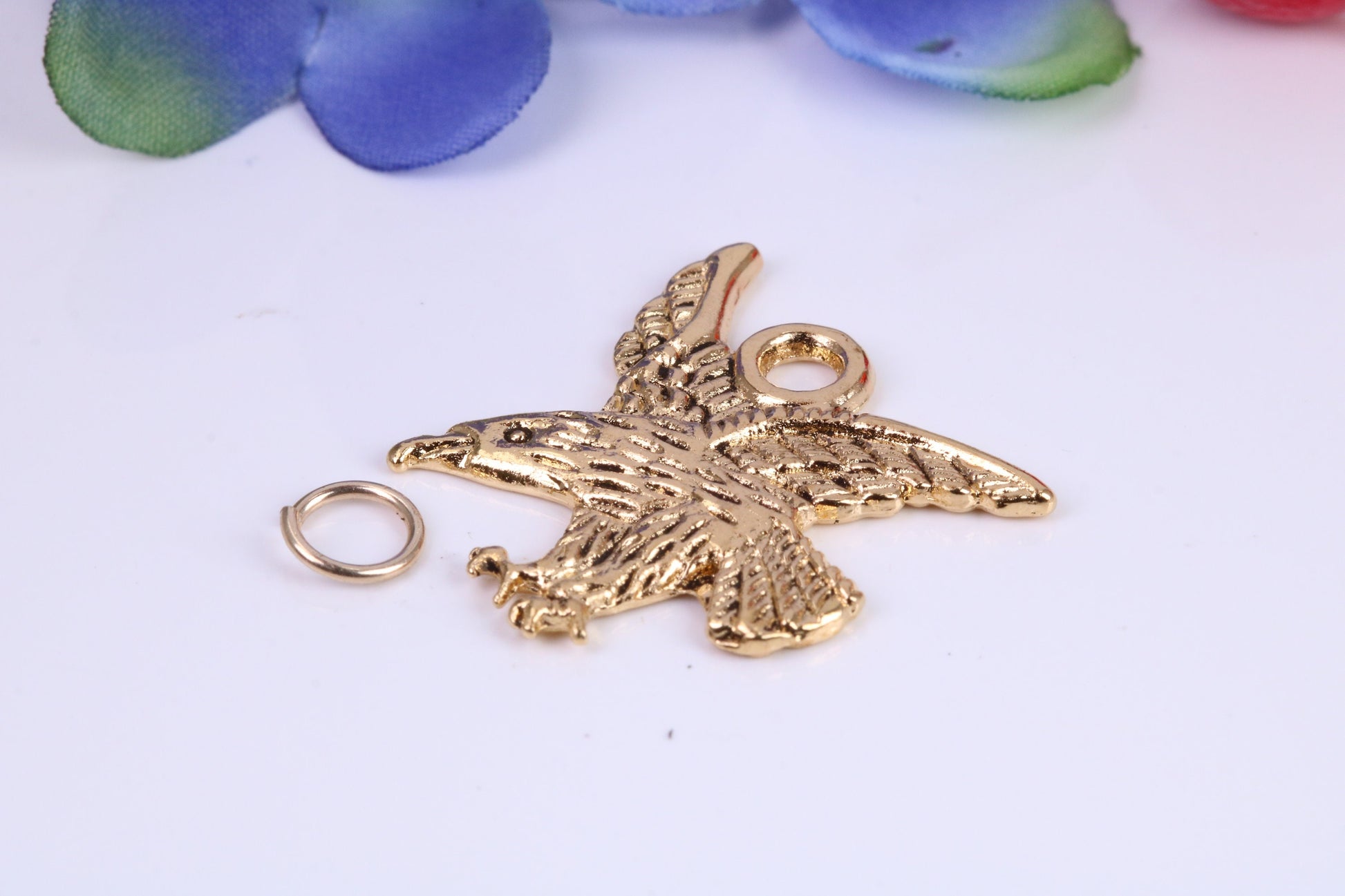 Eagle Charm, Traditional Charm, Made from Solid Cast Yellow Gold, British Hallmarked