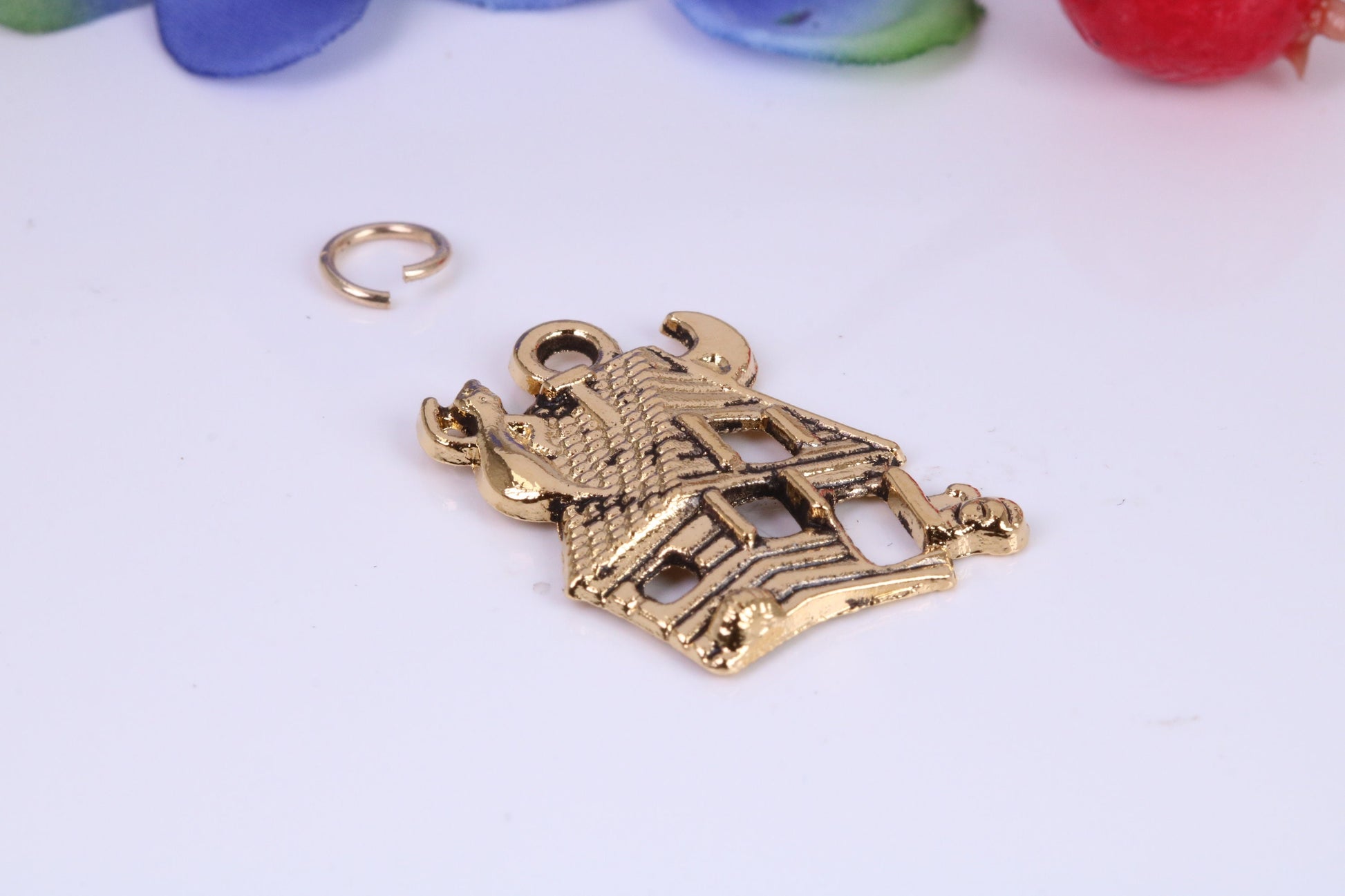 Haunted House Charm, Traditional Charm, Made from Solid Cast Yellow Gold, British Hallmarked