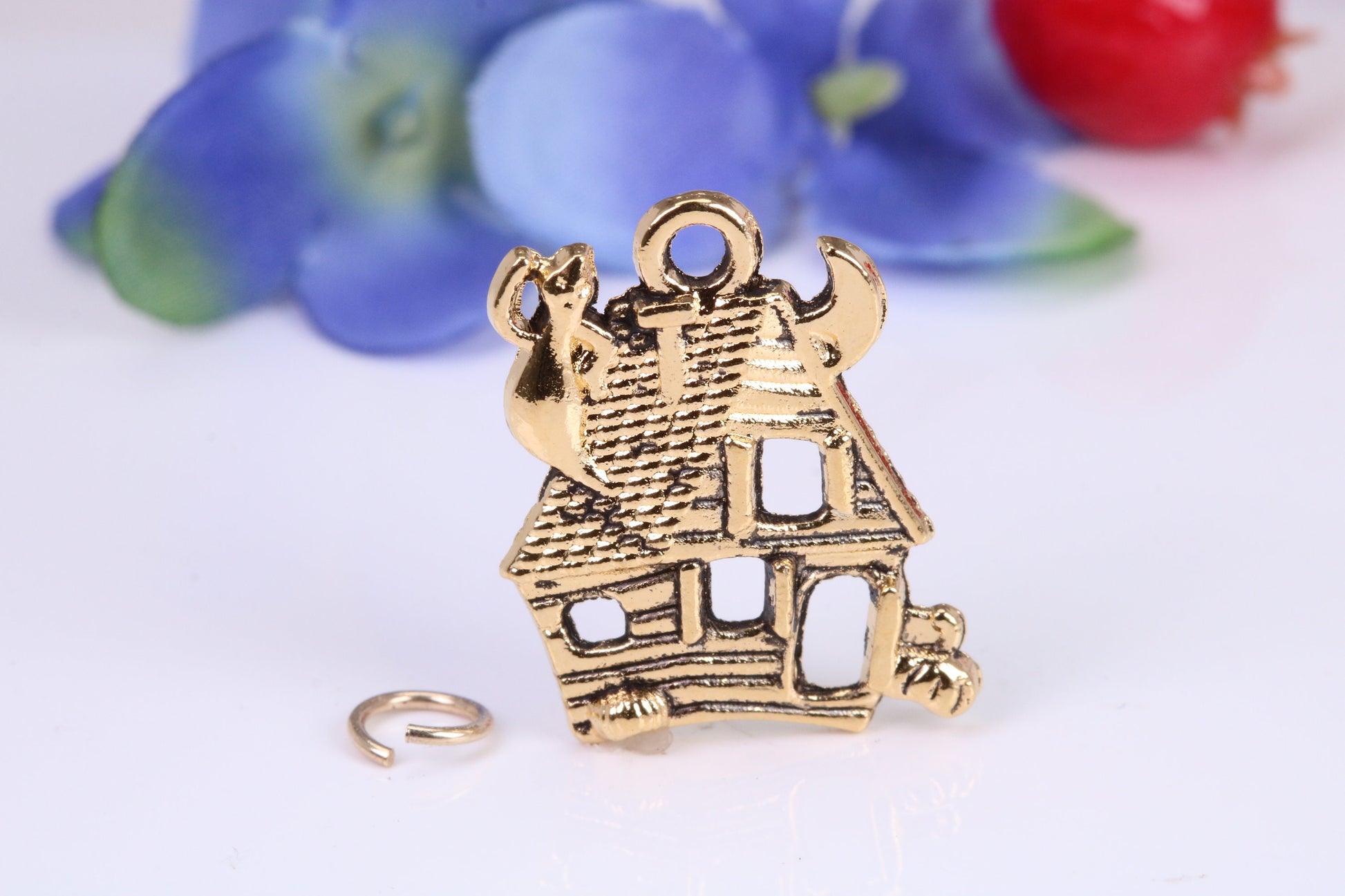 Haunted House Charm, Traditional Charm, Made from Solid Cast Yellow Gold, British Hallmarked