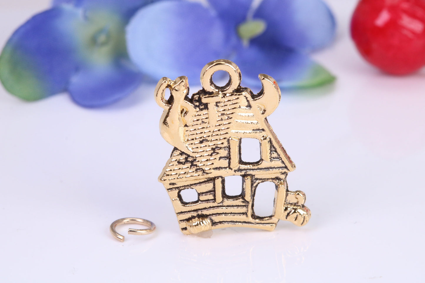 Haunted House Charm, Traditional Charm, Made from Solid Cast Yellow Gold, British Hallmarked