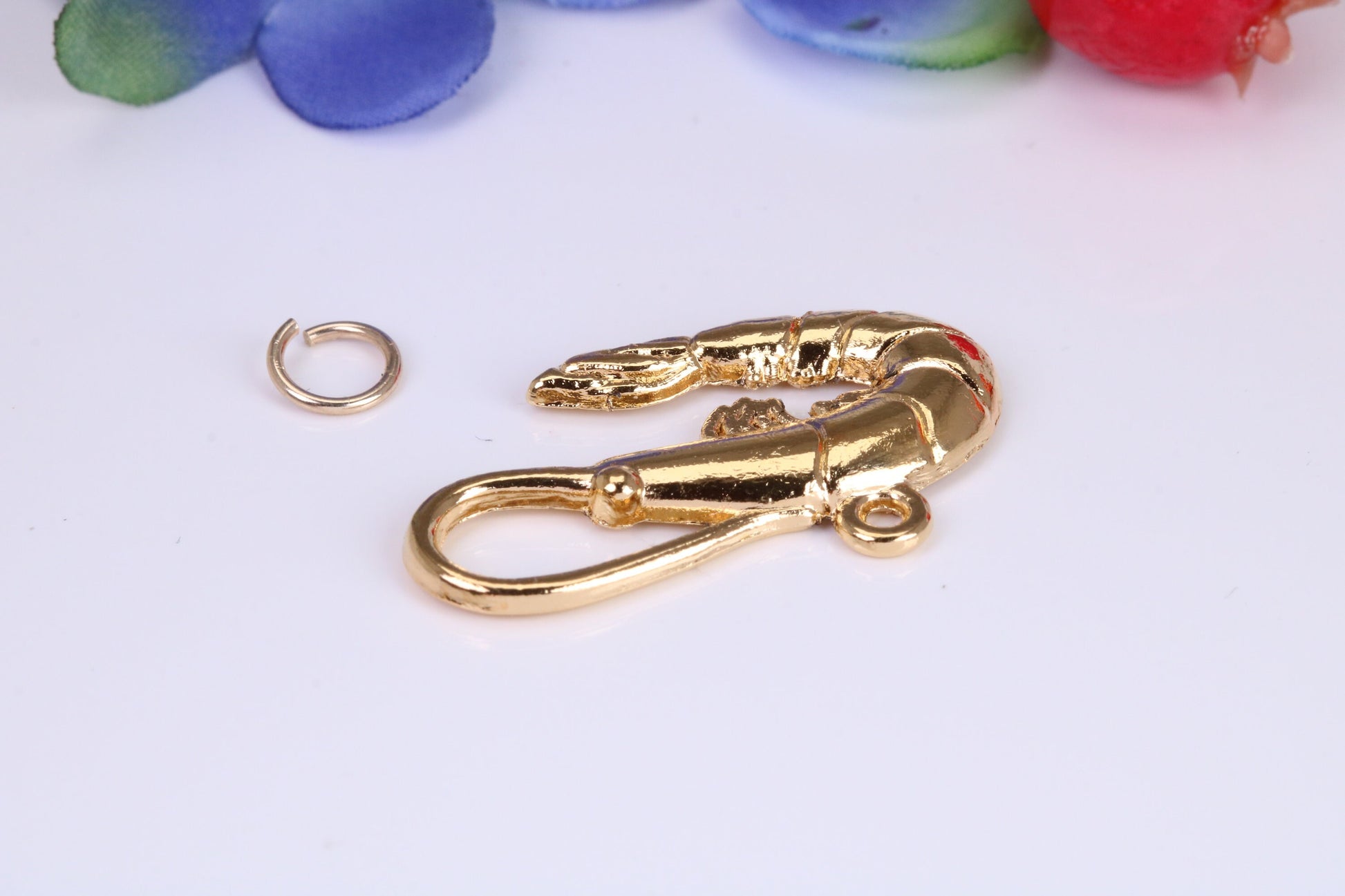 Shrimp Charm, Traditional Charm, Made from Solid Cast Yellow Gold, British Hallmarked