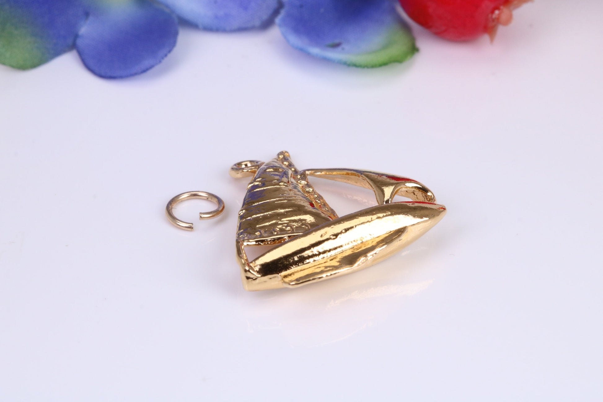 Sailing Boat Charm, Traditional Charm, Made from Solid Cast Yellow Gold, British Hallmarked