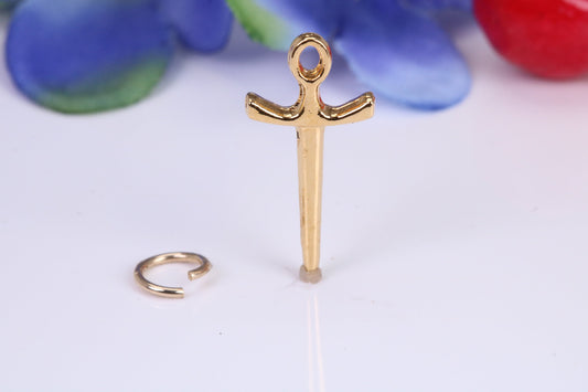 Sword Charm, Traditional Charm, Made from Solid Cast Yellow Gold, British Hallmarked