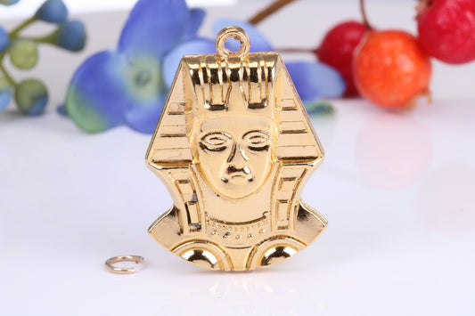 King Tutankhamun Pendant, Made from Solid Cast Yellow Gold, British Hallmarked