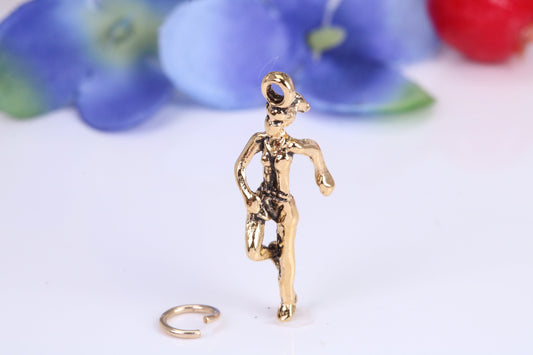 Girl Jogging Charm, Traditional Charm, Made from Solid Cast Yellow Gold, British Hallmarked