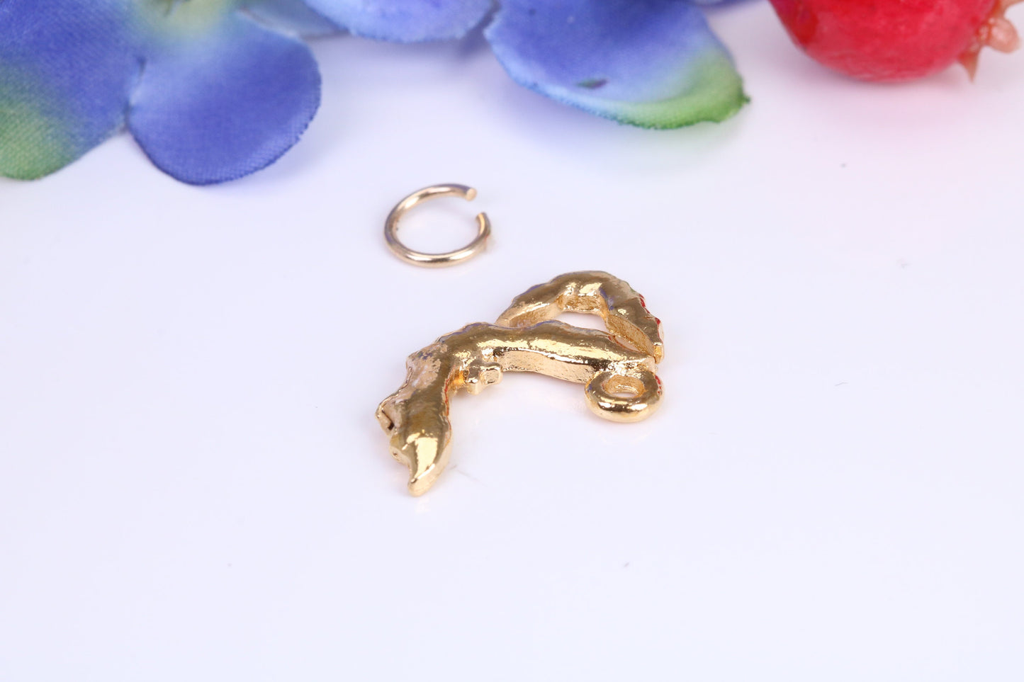 Shrimp Charm, Traditional Charm, Made from Solid Cast Yellow Gold, British Hallmarked