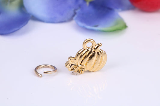 Pumpkin Charm, Traditional Charm, Made from Solid Cast Yellow Gold, British Hallmarked