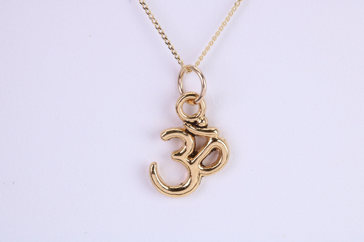 Aum Necklace, Made from Solid Yellow Gold with High Polished Finish, British Hallmarked